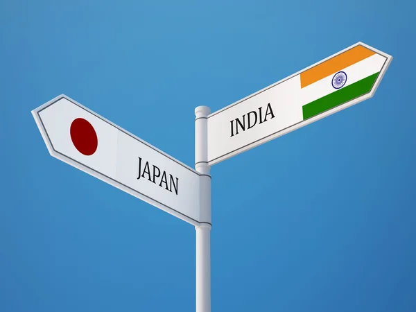Japão Índia Sign Flags Conceito — Fotografia de Stock