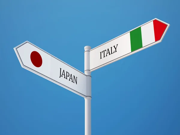 Japon Italie Signer Drapeaux Concept — Photo