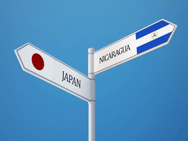 Nicaragua Japan  Sign Flags Concept — Stock Photo, Image