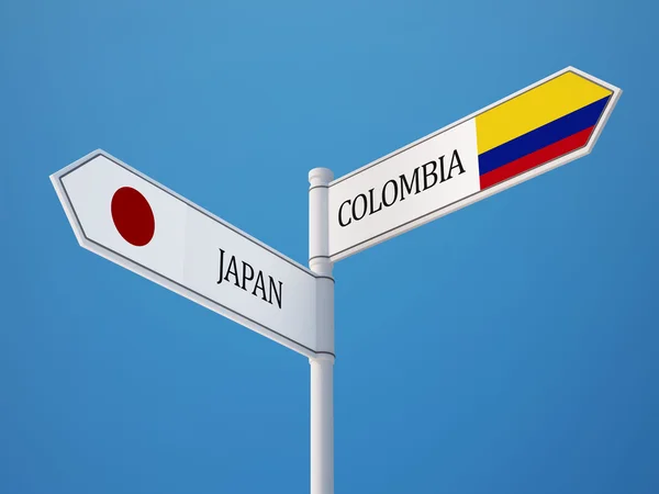 Colombia Japan  Sign Flags Concept — Stock Photo, Image