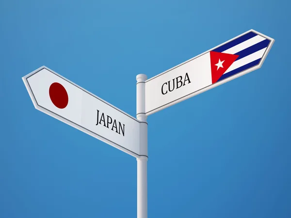 Cuba Japan  Sign Flags Concept — Stock Photo, Image