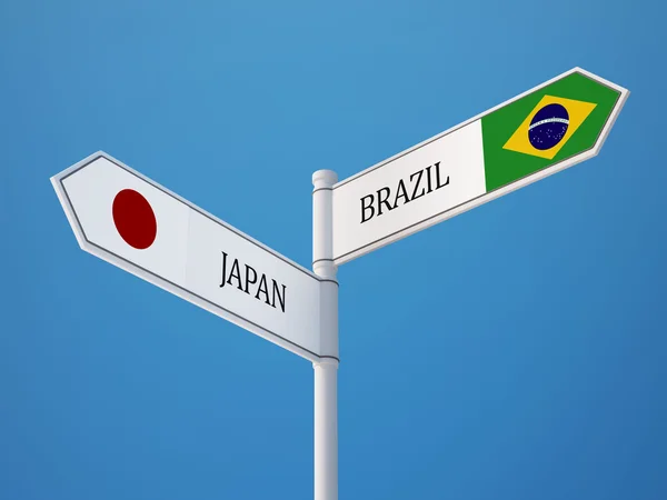 Brazilië Japan teken vlaggen Concept — Stockfoto