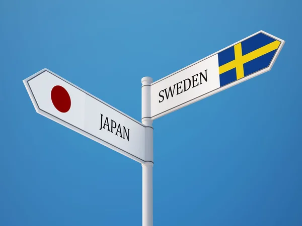 Suecia Japón Sign Flags Concept —  Fotos de Stock