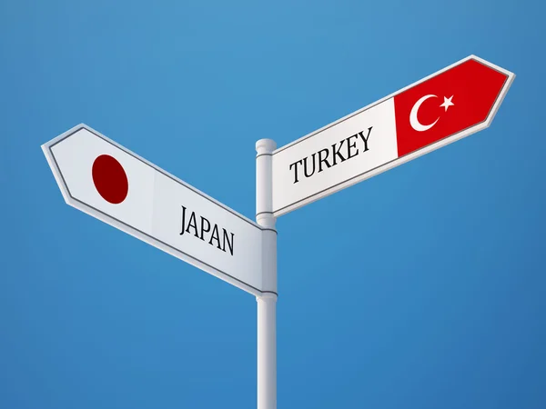 Turkiet Japan undertecknar flaggor koncept — Stockfoto