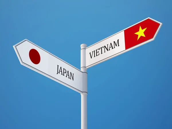 Vietnam Japan undertecknar flaggor koncept — Stockfoto