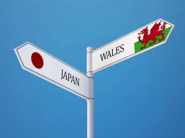 Wales japan sign flags konzept — Stockfoto