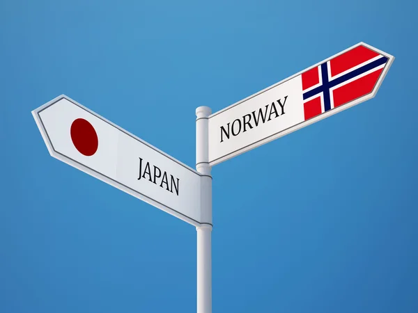 Noorwegen Japan teken vlaggen Concept — Stockfoto