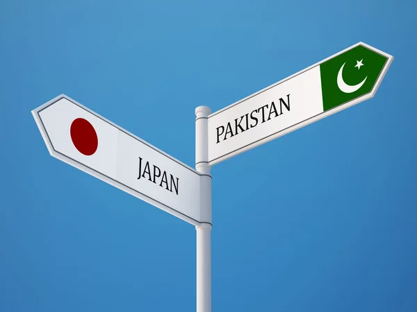 Pakistan Japan undertecknar flaggor koncept — Stockfoto