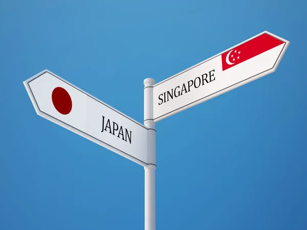 Singapore Japan undertecknar flaggor koncept — Stockfoto