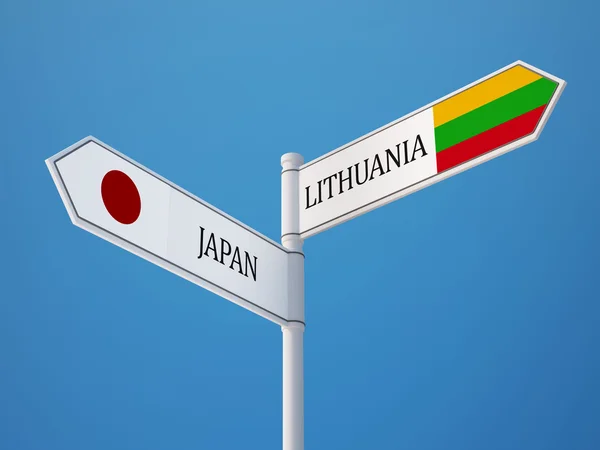 Lituania Japón Firma el concepto de banderas — Foto de Stock