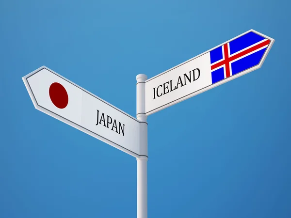 Iceland Japan  Sign Flags Concept — Stock Photo, Image