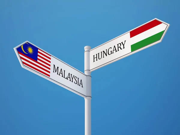 Malasia Hungría Firma el concepto de banderas — Foto de Stock