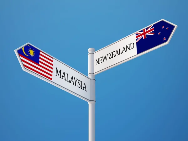 Nueva Zelanda Malasia Sign Flags Concept — Foto de Stock
