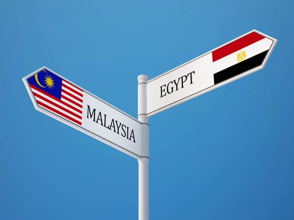 Egipto Malasia Sign Flags Concepto — Foto de Stock