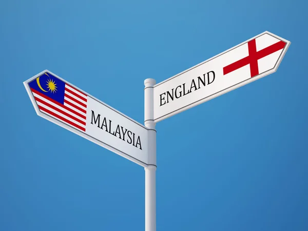 England Malaysia tecken flaggor koncept — Stockfoto