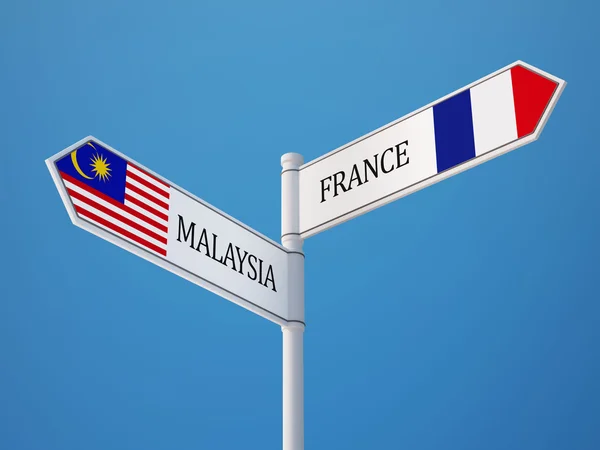 Frankrike Malaysia tecken flaggor koncept — Stockfoto