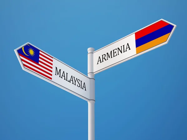 Armenien Malaysia tecken flaggor koncept — Stockfoto