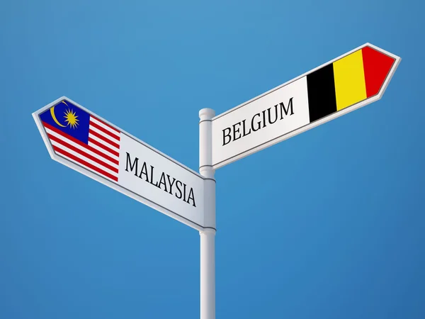 Belgie Malajsie znamení příznaky koncept — Stock fotografie