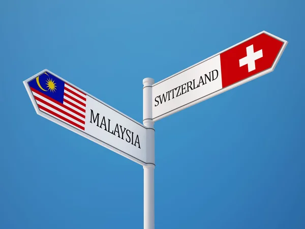 Schweizer Malaien unterzeichnen Flaggen-Konzept — Stockfoto