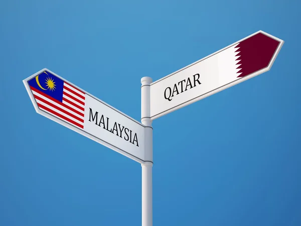 Qatar Malasia Sign Flags Concepto — Foto de Stock