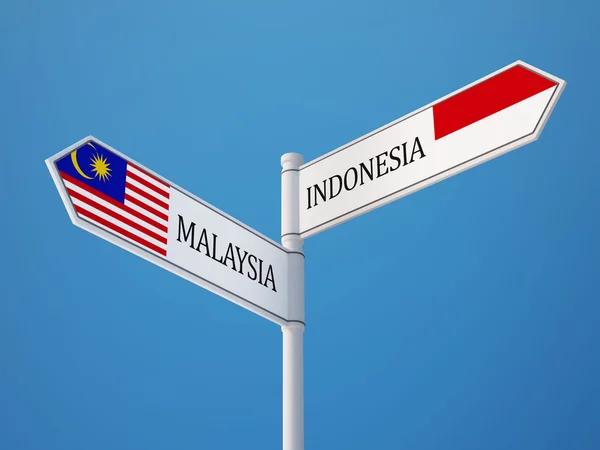 Indonesien malaysia sign flags concept — Stockfoto