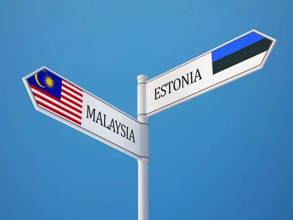 Estonia Malaysia  Sign Flags Concept — Stock Photo, Image