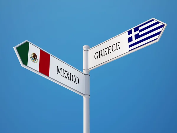 Ελλάδα Μεξικό σημάδι σημαίες έννοια — Φωτογραφία Αρχείου