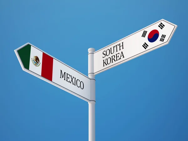 South Korea Mexico Sign Flags Concept — Stock Photo, Image