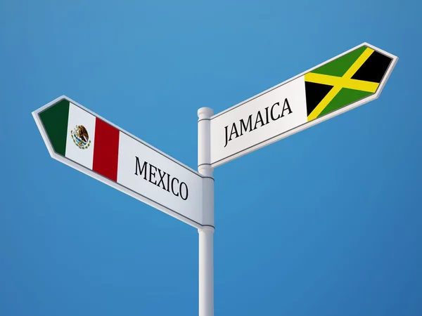 Jamaica Mexico Sign Flags Concept — Stock Photo, Image