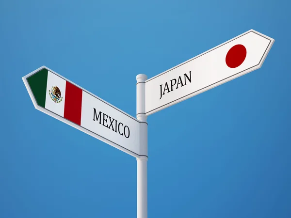 Japan Mexico Sign Flags Concept — Stock Photo, Image