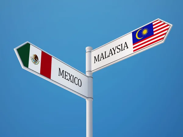 Malaysia Mexico Sign Flags Concept — Stock Photo, Image