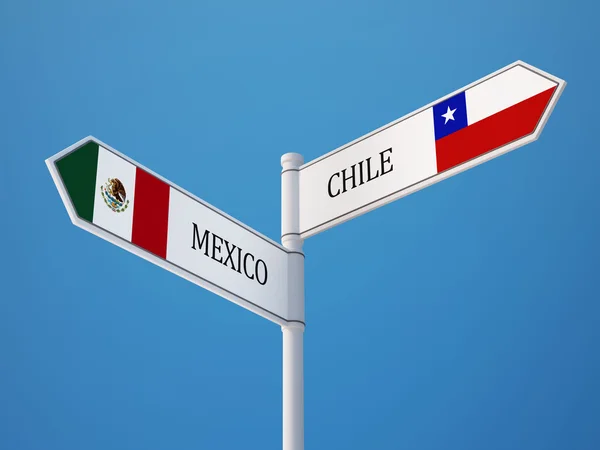 Chile Mexico Sign Flags Concept — Stock Photo, Image