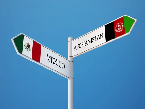 Afghanistan  Mexico Sign Flags Concept — Stock Photo, Image