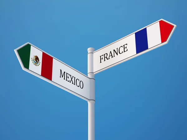 Frankrike Mexiko tecken flaggor koncept — Stockfoto