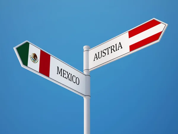 Austria México Firma Concepto de Banderas — Foto de Stock