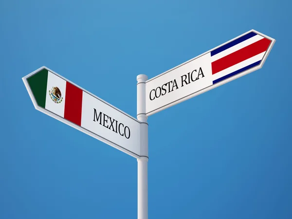 Costa Rica Mexico Sign Flags Concept — Stock Photo, Image