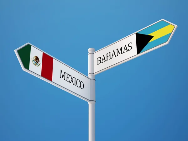 Bahamas Mexico Sign Flags Concept — Stock Photo, Image