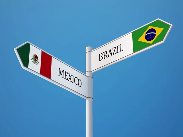 Brazil Mexico Sign Flags Concept — Stock Photo, Image