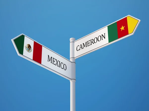 Cameroon Mexico Sign Flags Concept — Stock Photo, Image