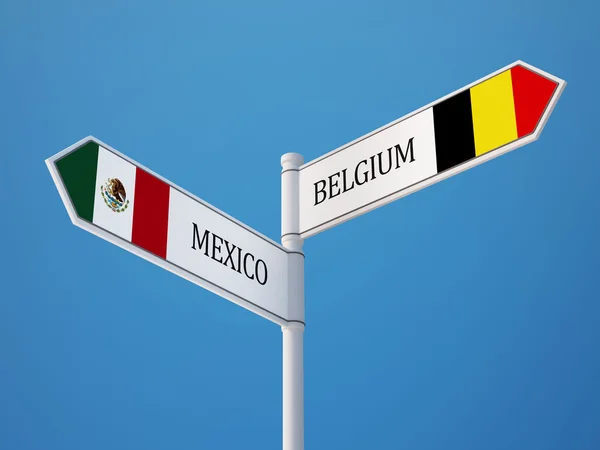 Belgium Mexico  Sign Flags Concept — Stock Photo, Image