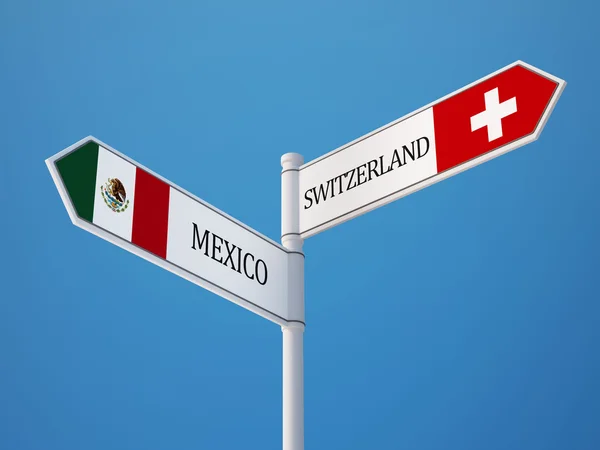 Suiza México Firma Concepto de Banderas —  Fotos de Stock