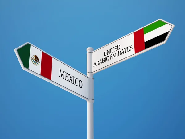 Emiratos Árabes Unidos México Sign Flags Concept —  Fotos de Stock