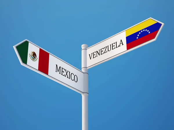 Venezuela Mexico Sign Flags Concept — Stock Photo, Image