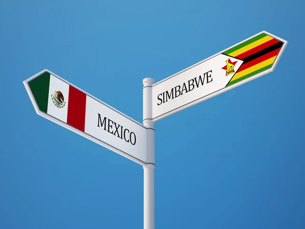 Simbabwe Mexico Sign Flags Concept — Stock Photo, Image