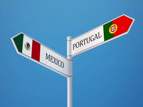 Португалия Мексика подписала концепцию флагов — стоковое фото