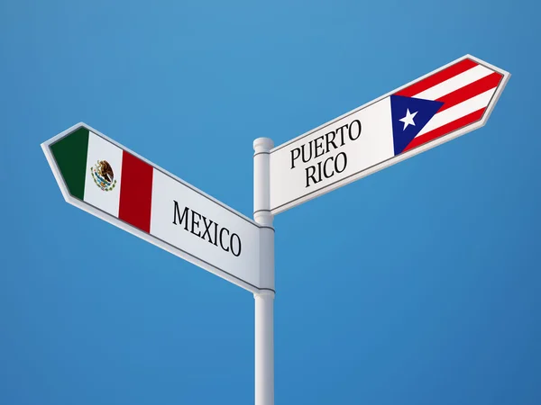Puerto Rico Mexico teken vlaggen Concept — Stockfoto