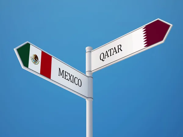 Conceito de Bandeiras de Sinais do Qatar México — Fotografia de Stock