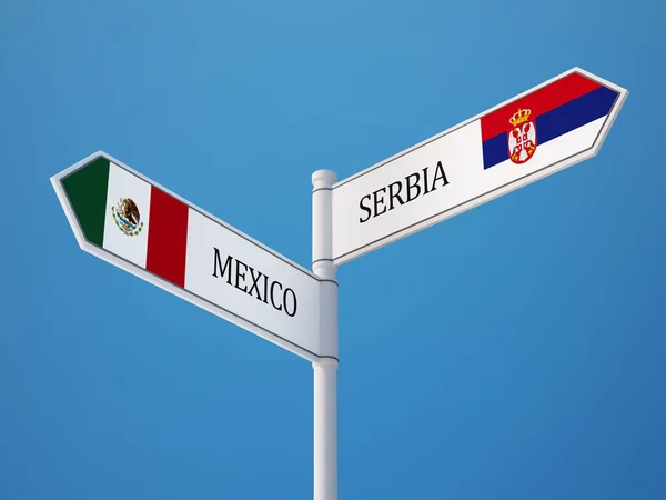 Serbien Mexiko tecken flaggor koncept — Stockfoto