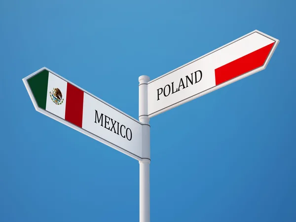 Poland Mexico Sign Flags Concept — Stock Photo, Image