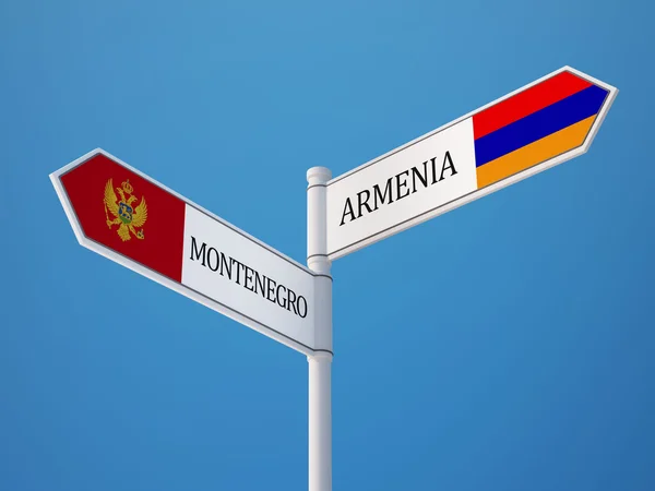 Armenien Montenegro tecken flaggor koncept — Stockfoto